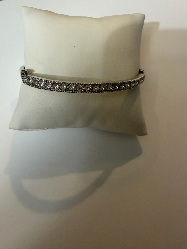 Touchstone Crystal Silver Crystal Pav Hinged Bangle Bracelet 25$
